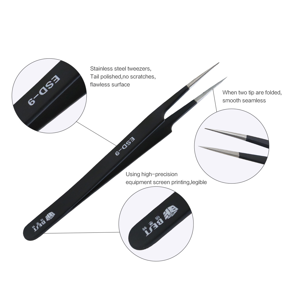 BST-ESD-9 Anti-Static Tweezers - Smd Tweezer Set ulasan dan harga