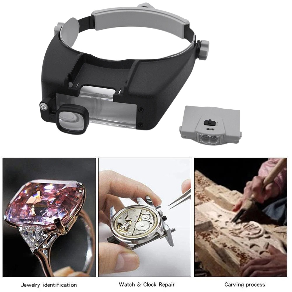 LED Magnifier Glasses Head Mou - Electronics Repair Hobby ulasan dan harga